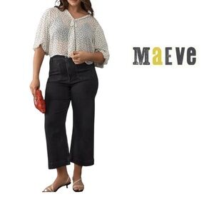 Anthropologie Maeve Colette Wide Leg Crop Black Jeans High Waist Size 20 XXL